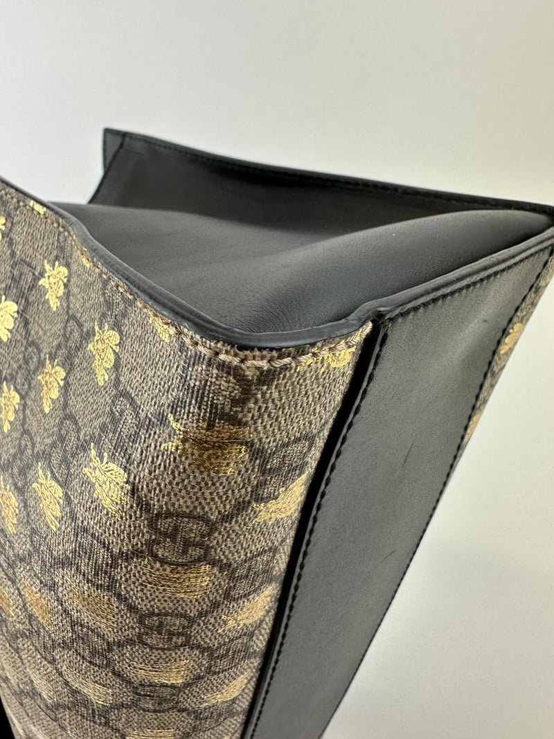 GG Supreme Monogram Bees Medium Padlock Tote
