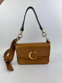 C Tan Calfskin Shoulder Bag
