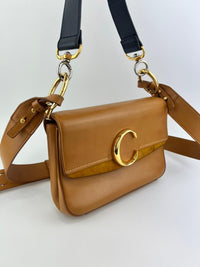 C Tan Calfskin Shoulder Bag