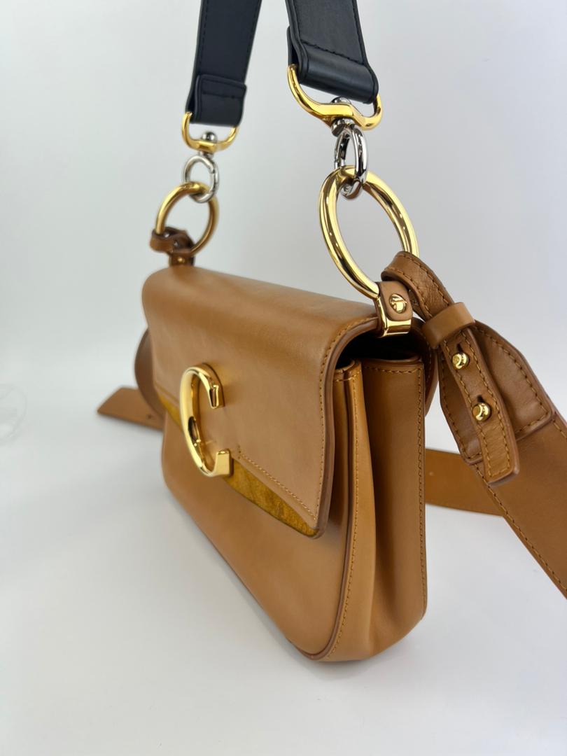 C Tan Calfskin Shoulder Bag
