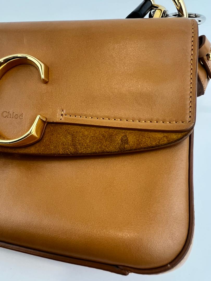 C Tan Calfskin Shoulder Bag