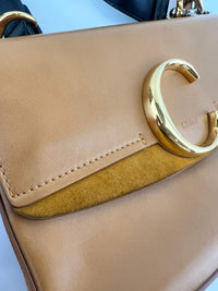 C Tan Calfskin Shoulder Bag