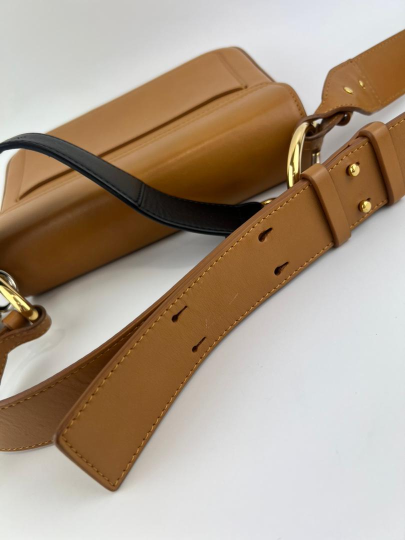 C Tan Calfskin Shoulder Bag