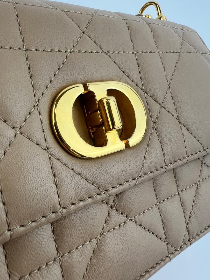 Miss Caro Mini Powder Beige Macrocannage Lambskin Bag