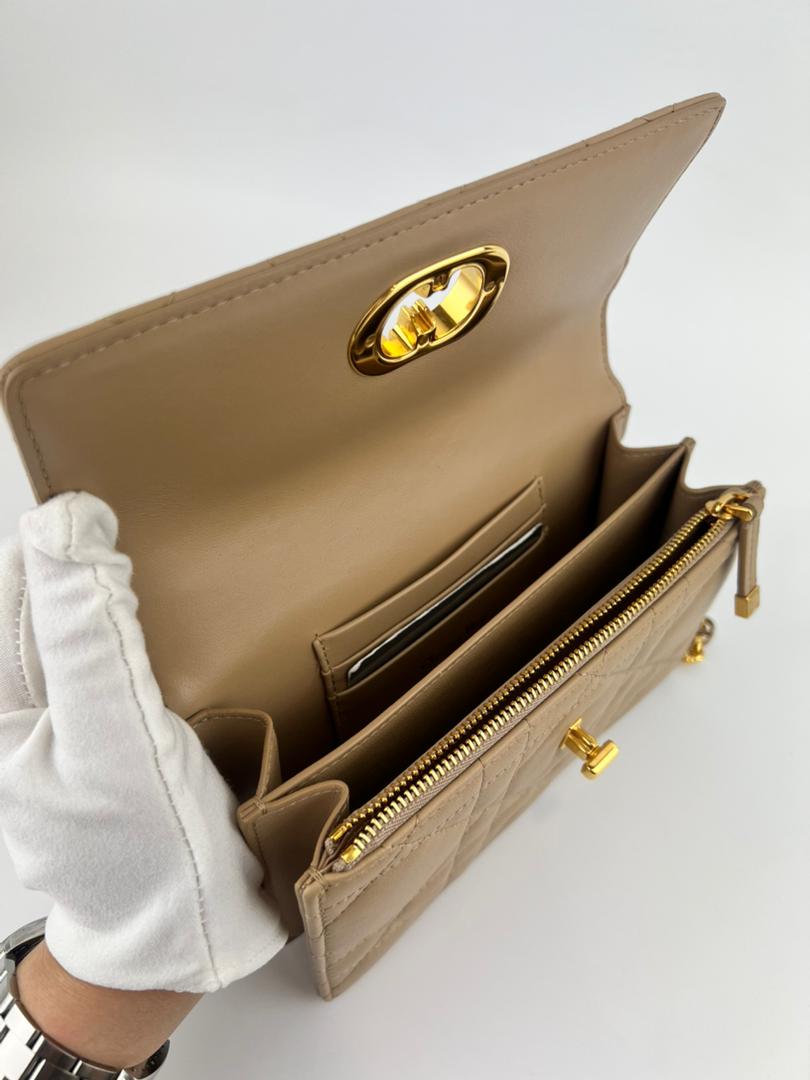 Miss Caro Mini Powder Beige Macrocannage Lambskin Bag