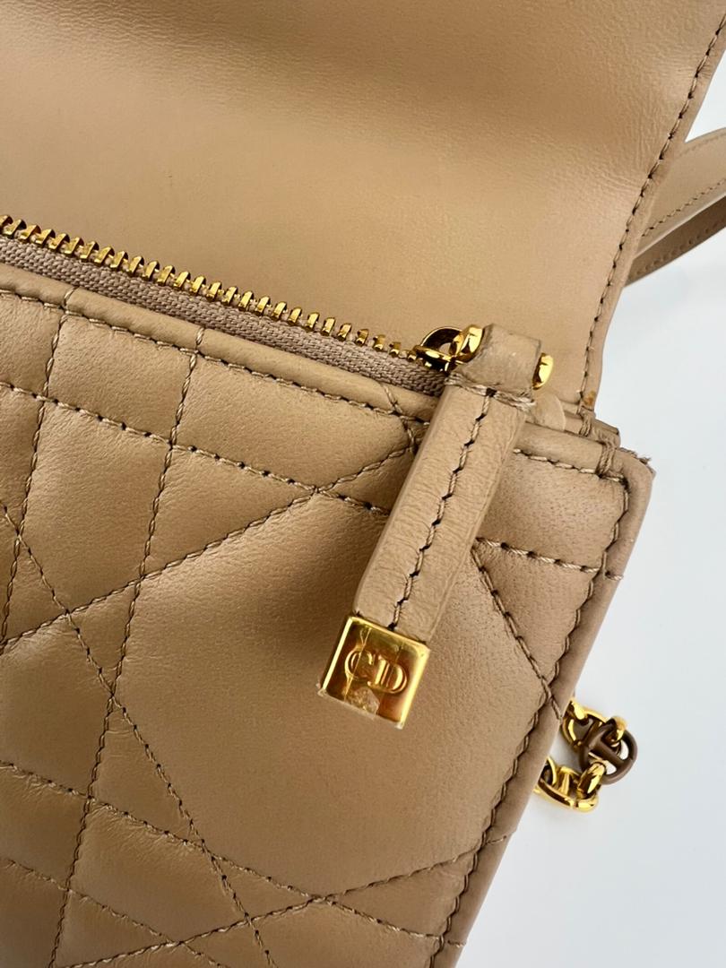 Miss Caro Mini Powder Beige Macrocannage Lambskin Bag