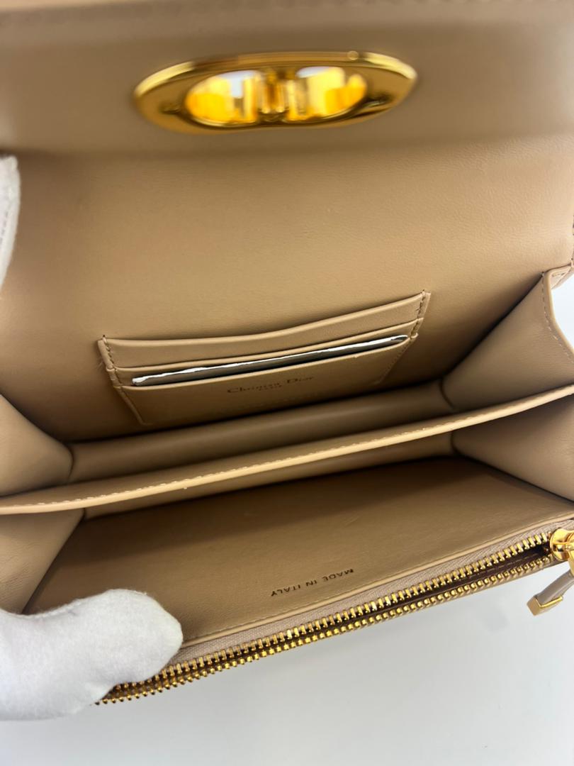 Miss Caro Mini Powder Beige Macrocannage Lambskin Bag