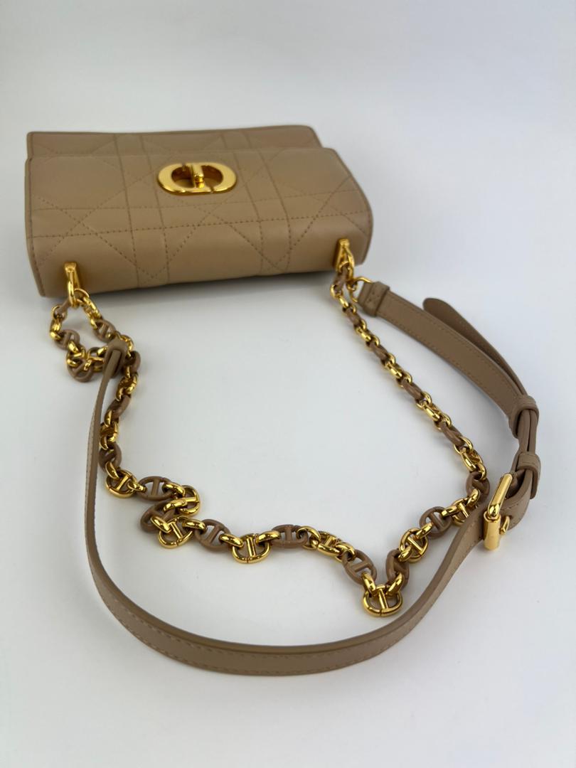 Miss Caro Mini Powder Beige Macrocannage Lambskin Bag