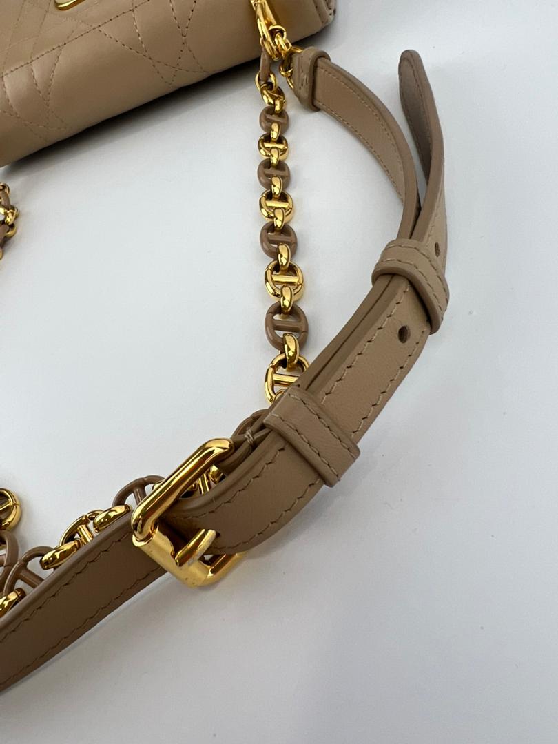 Miss Caro Mini Powder Beige Macrocannage Lambskin Bag