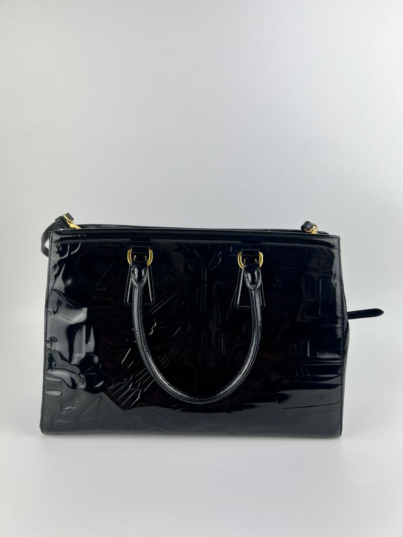 BN2492 Spazzolato Patent Leather Tote Black
