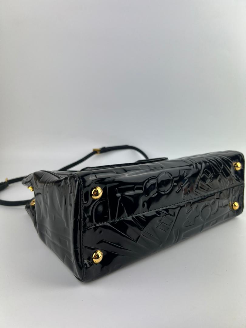 BN2492 Spazzolato Patent Leather Tote Black