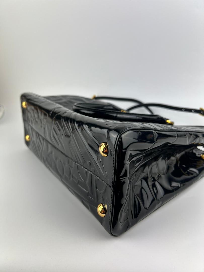 BN2492 Spazzolato Patent Leather Tote Black