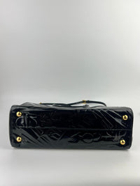 BN2492 Spazzolato Patent Leather Tote Black