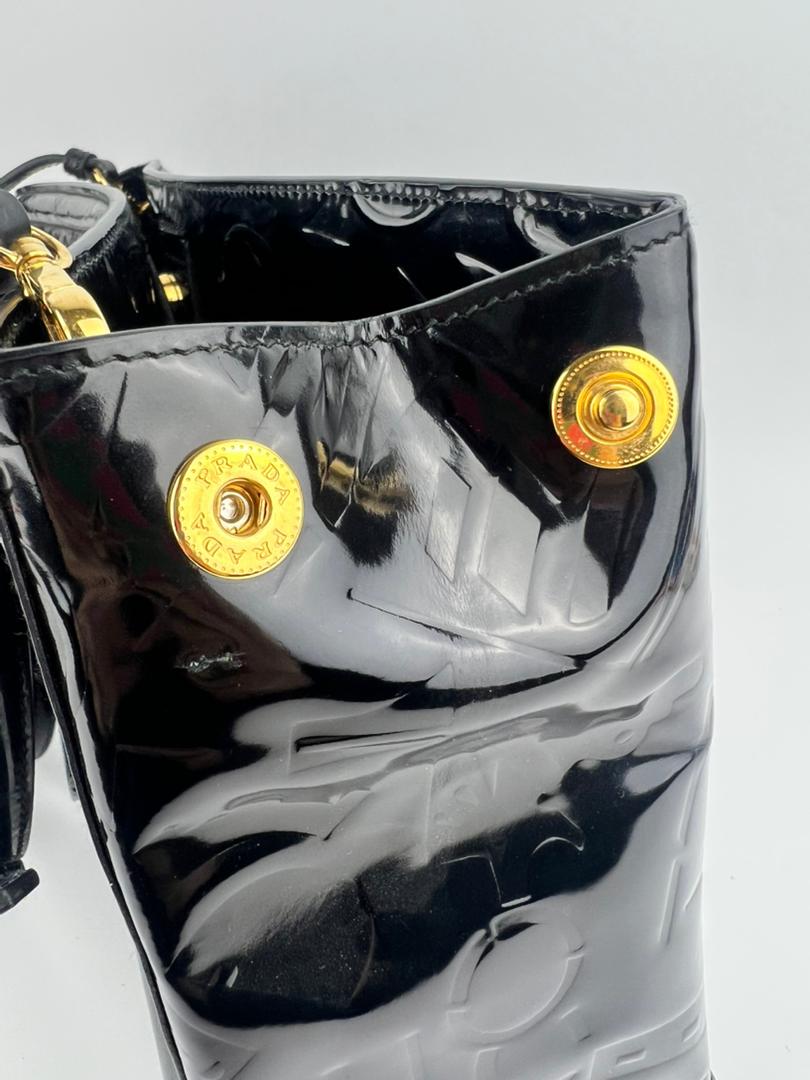 BN2492 Spazzolato Patent Leather Tote Black
