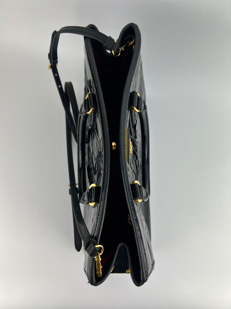 BN2492 Spazzolato Patent Leather Tote Black