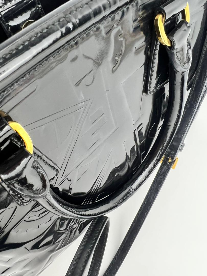 BN2492 Spazzolato Patent Leather Tote Black