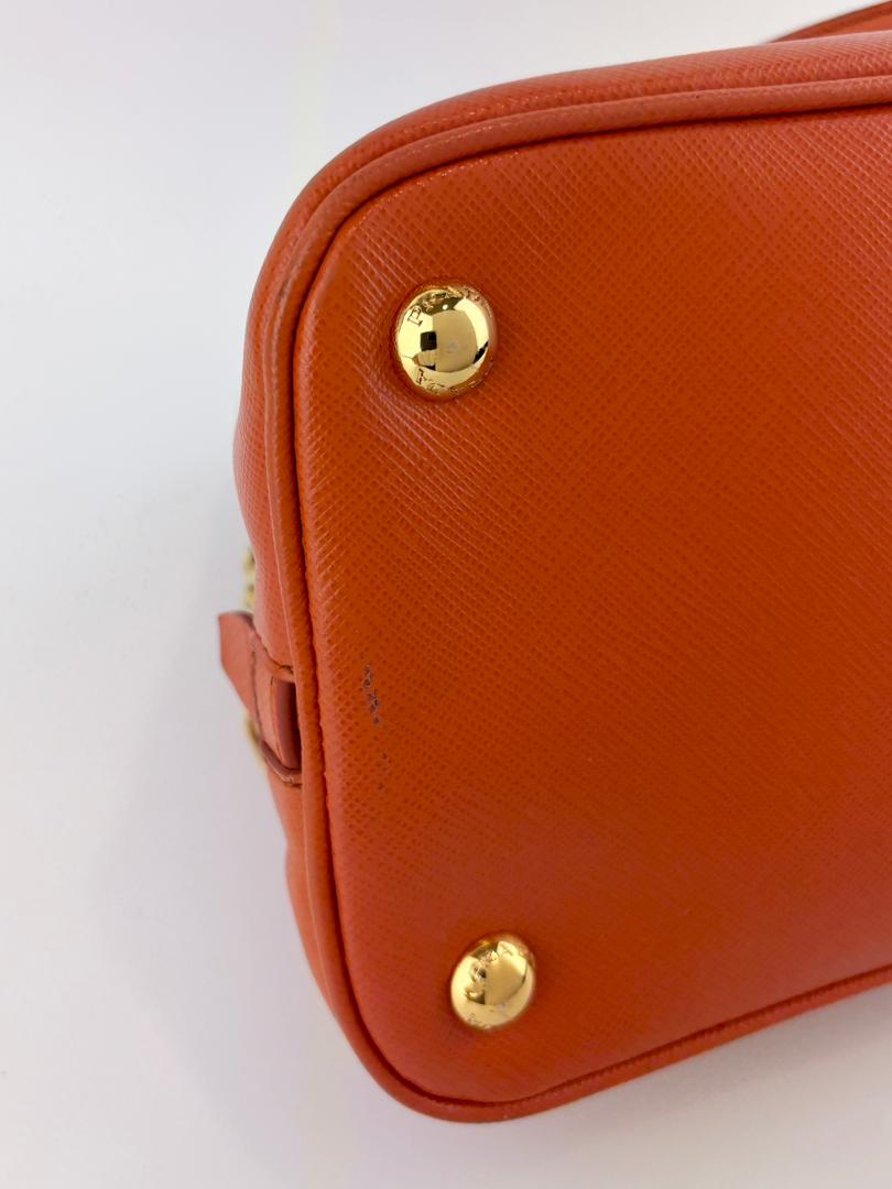 BL0837 Saffiano Lux Leather Dome Satchel Papaya