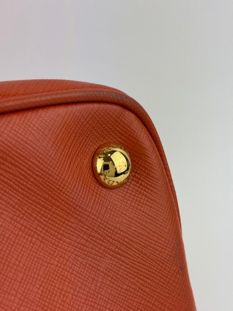 BL0837 Saffiano Lux Leather Dome Satchel Papaya