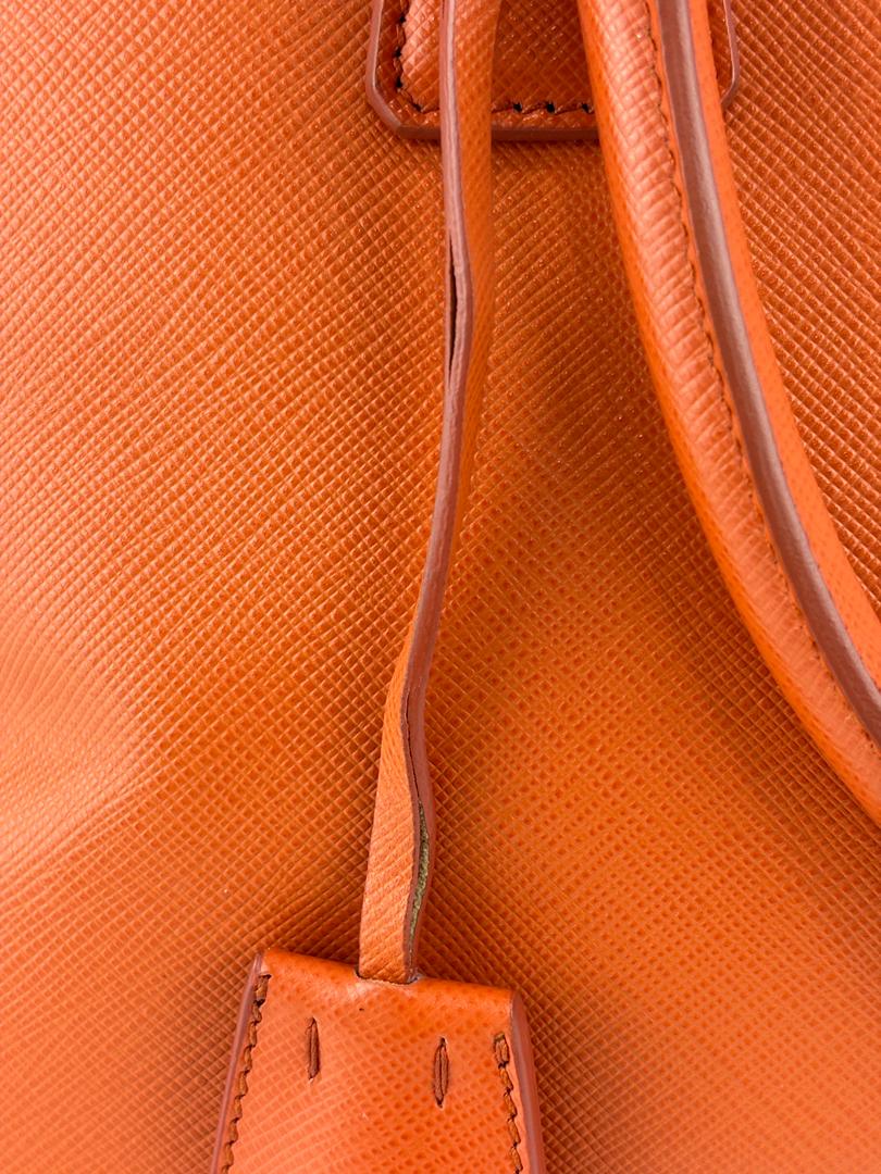 BL0837 Saffiano Lux Leather Dome Satchel Papaya