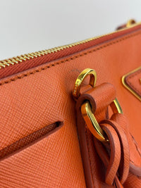 BL0837 Saffiano Lux Leather Dome Satchel Papaya