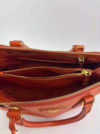 BL0837 Saffiano Lux Leather Dome Satchel Papaya