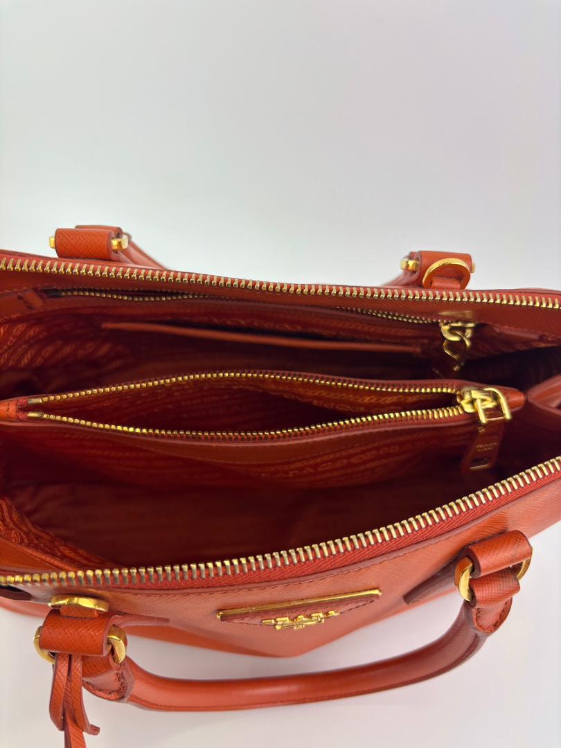 BL0837 Saffiano Lux Leather Dome Satchel Papaya