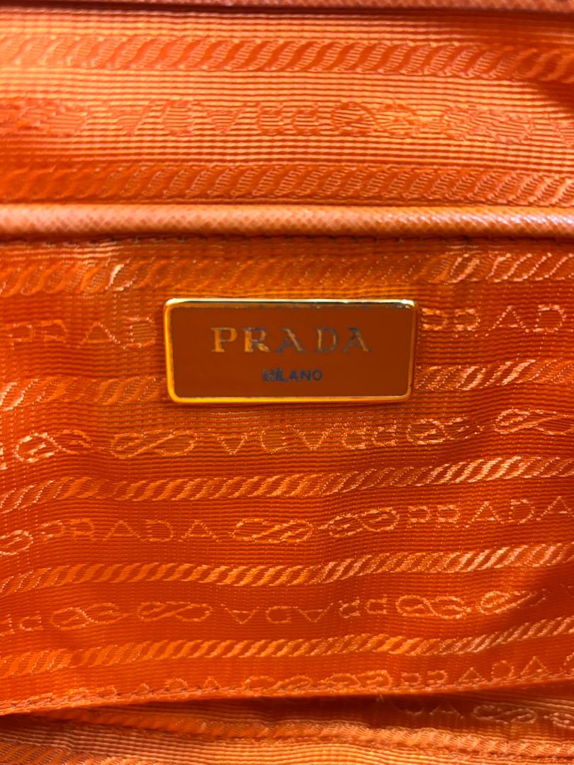 BL0837 Saffiano Lux Leather Dome Satchel Papaya