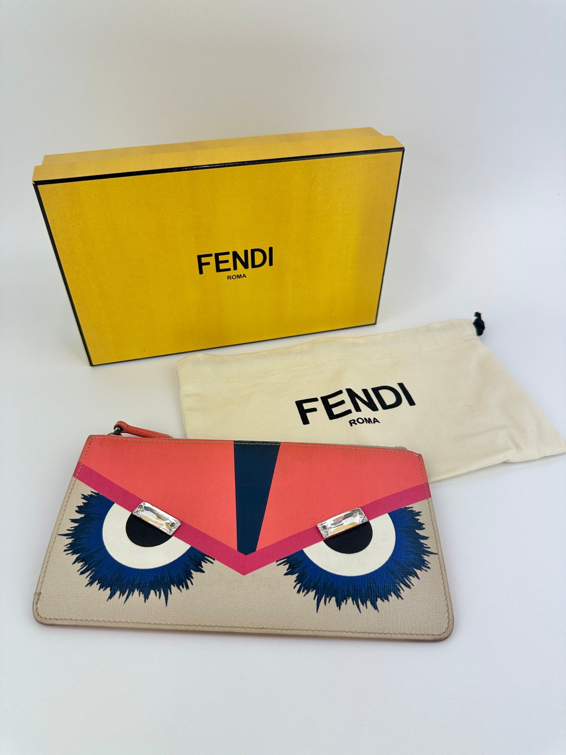 Fendi Monster Eyes Zip Clutch Wallet Multicolor | Free Ship