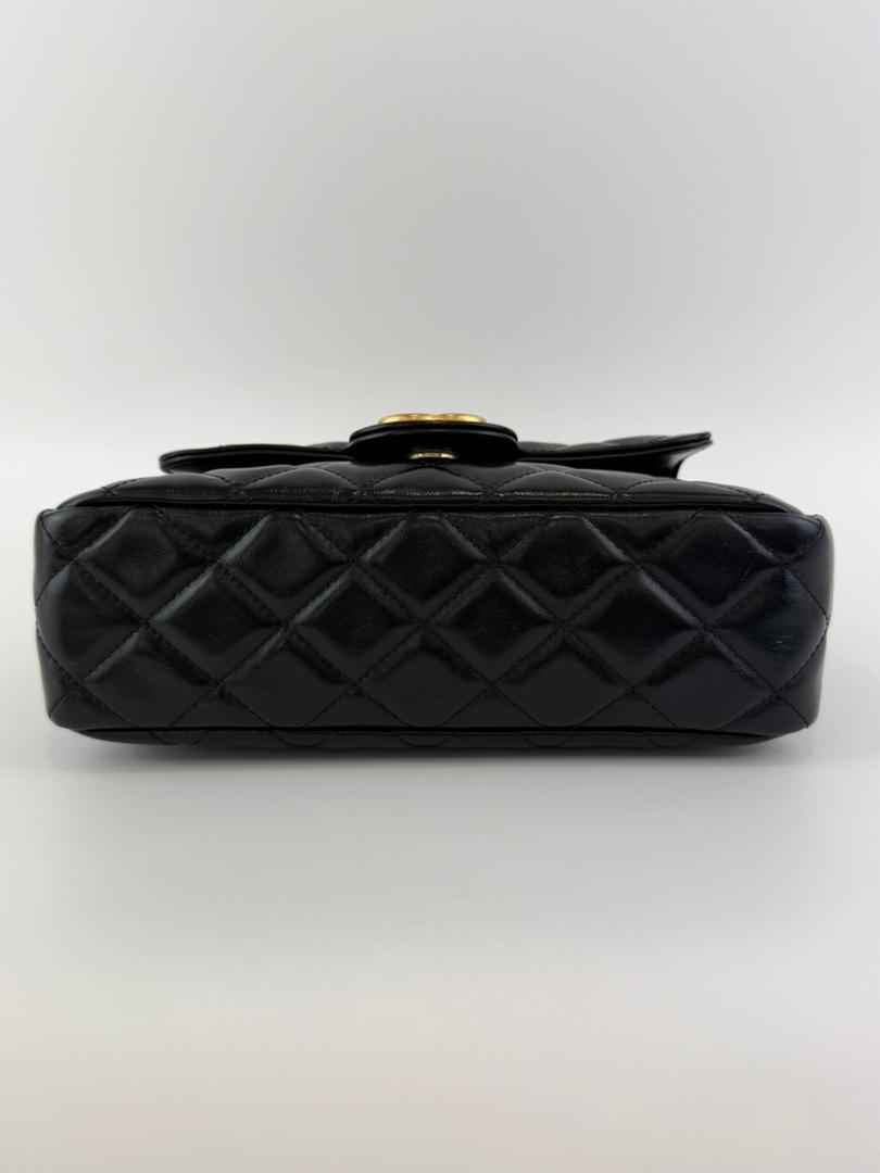 Medium Quilted Wavy CC Hobo Black Patent Aged Calfskin GHW - Glampot