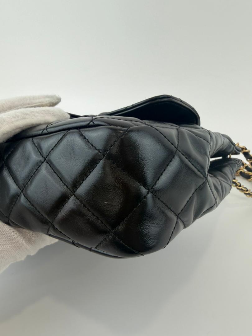 Medium Quilted Wavy CC Hobo Black Patent Aged Calfskin GHW - Glampot