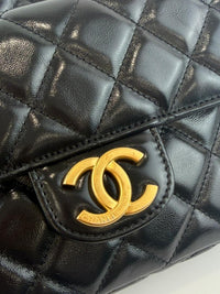 Medium Quilted Wavy CC Hobo Black Patent Aged Calfskin GHW - Glampot