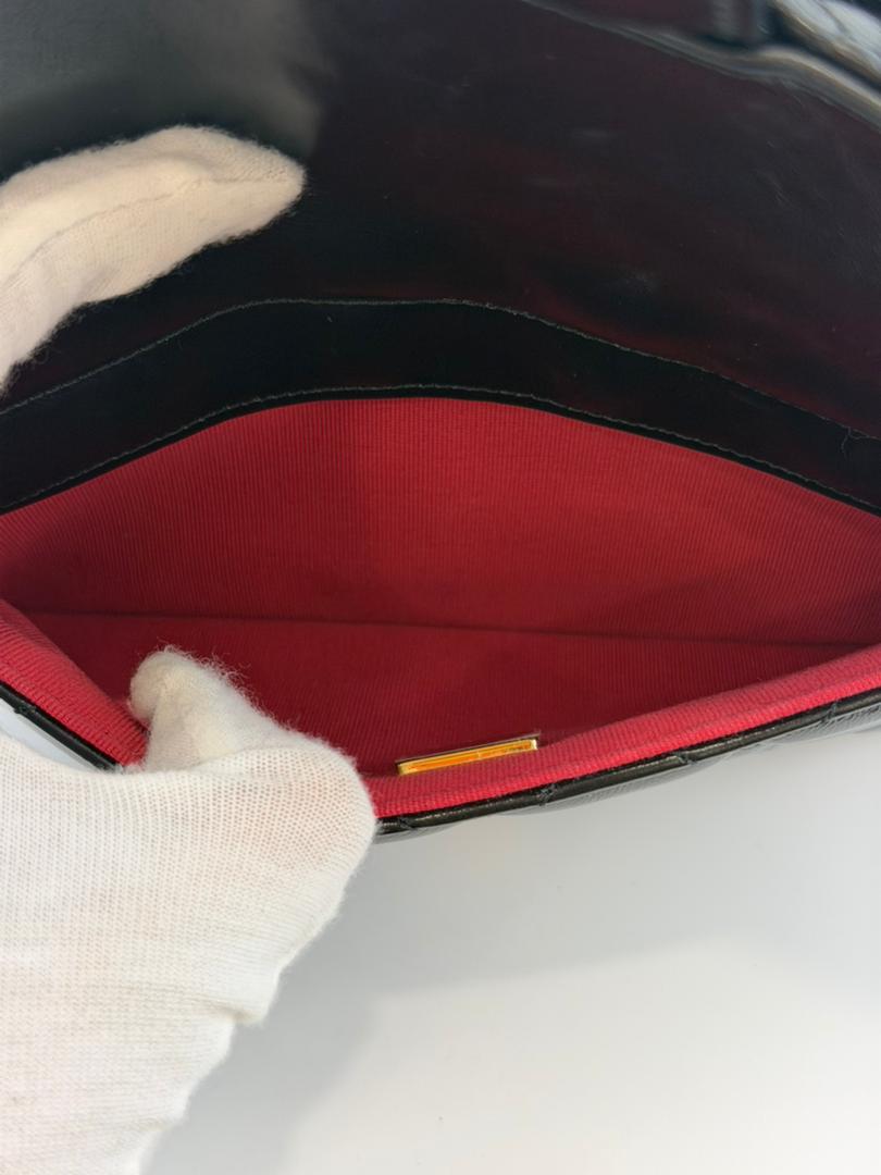 Medium Quilted Wavy CC Hobo Black Patent Aged Calfskin GHW - Glampot