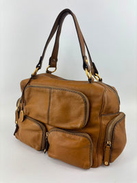 T Bag Media Satchel Brown Leather