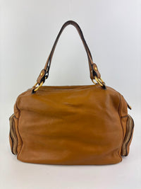 T Bag Media Satchel Brown Leather