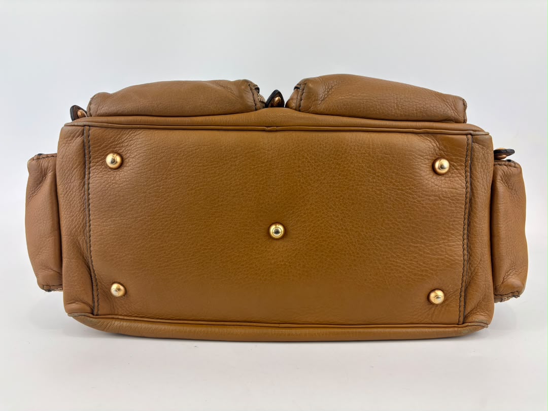 T Bag Media Satchel Brown Leather