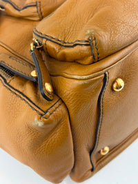 T Bag Media Satchel Brown Leather