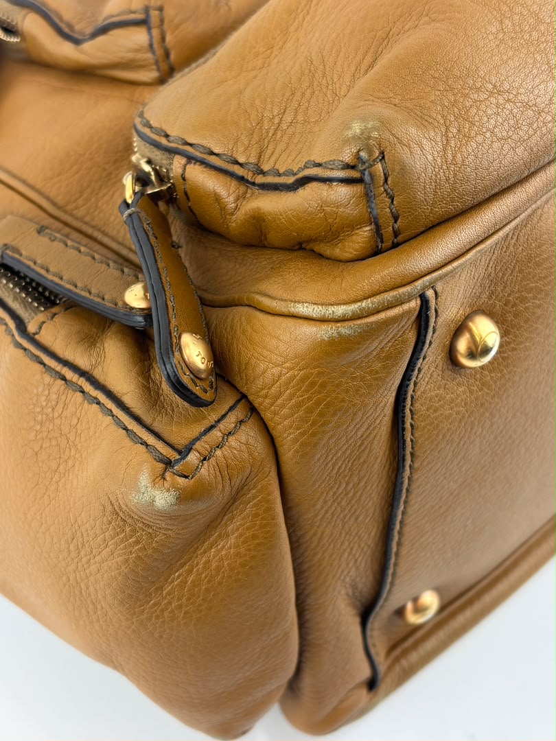 T Bag Media Satchel Brown Leather