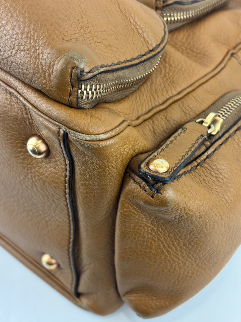 T Bag Media Satchel Brown Leather