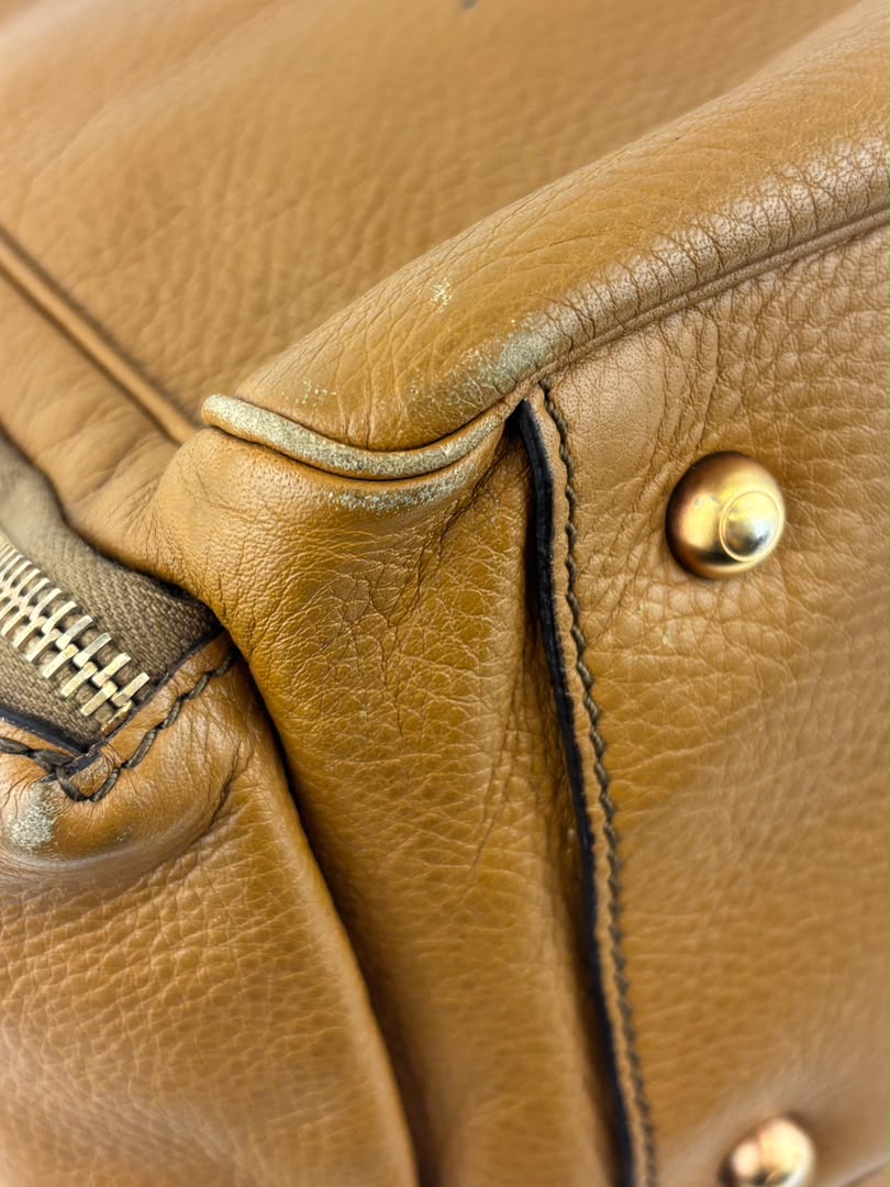 T Bag Media Satchel Brown Leather