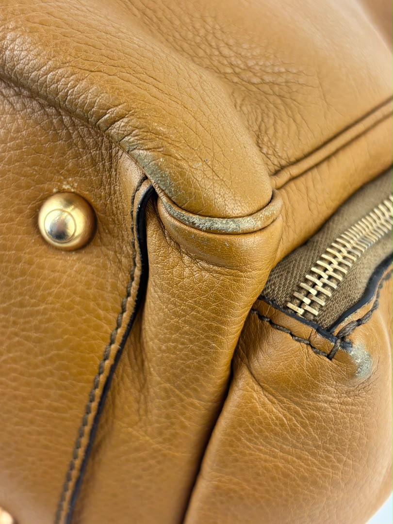 T Bag Media Satchel Brown Leather
