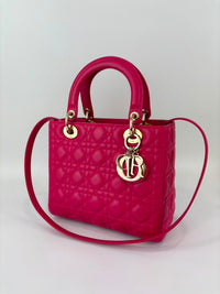 Lady Dior Medium Fuchsia Pink Cannage Lambskin GHW