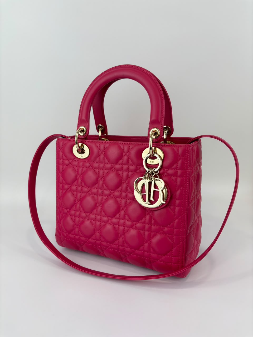 Lady Dior Medium Fuchsia Pink Cannage Lambskin GHW