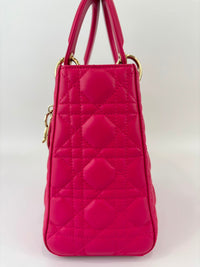 Lady Dior Medium Fuchsia Pink Cannage Lambskin GHW