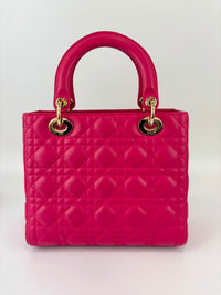 Lady Dior Medium Fuchsia Pink Cannage Lambskin GHW