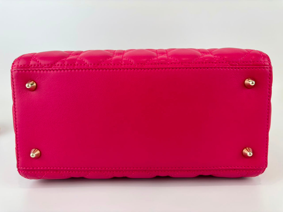 Lady Dior Medium Fuchsia Pink Cannage Lambskin GHW