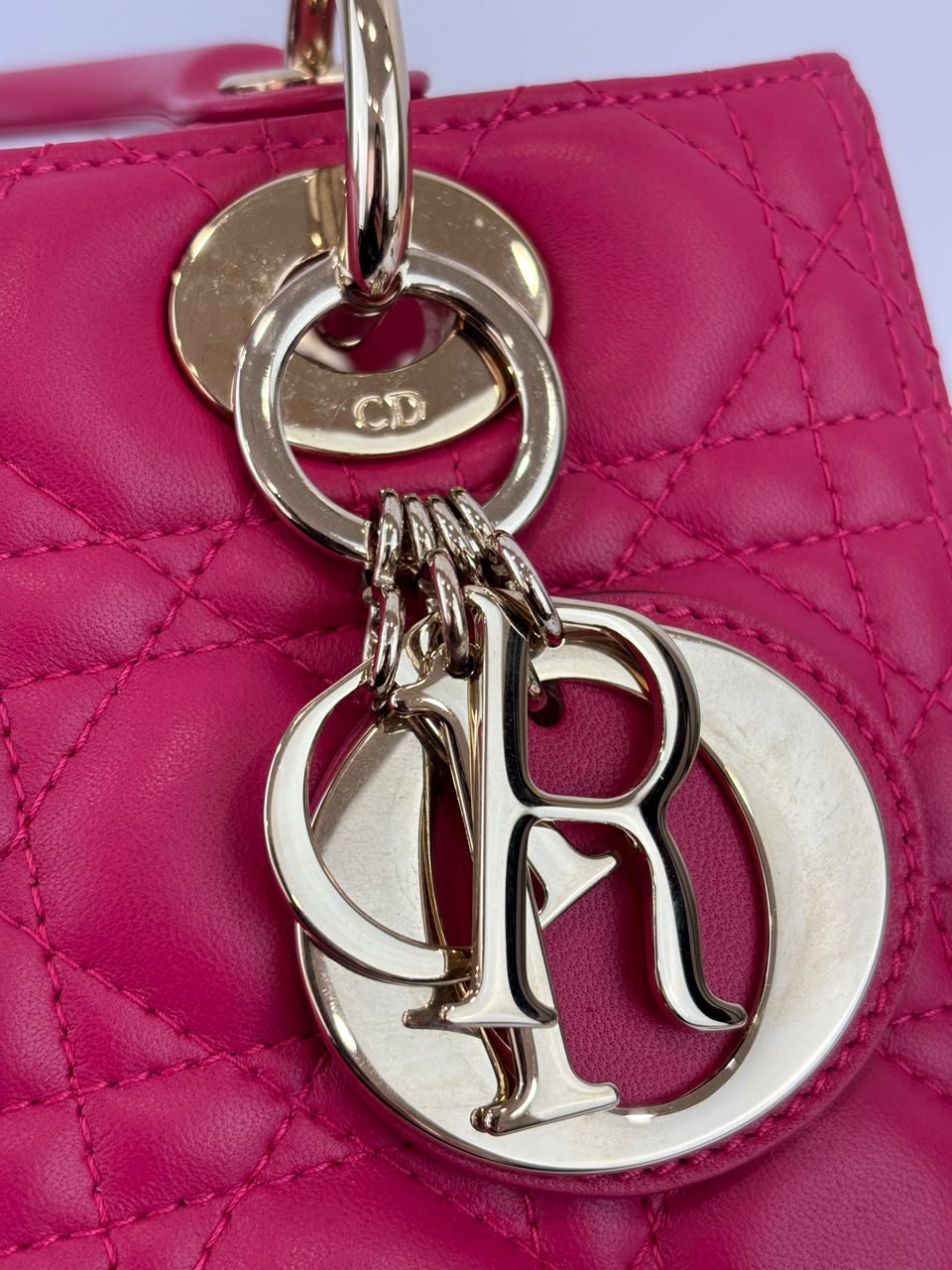 Lady Dior Medium Fuchsia Pink Cannage Lambskin GHW