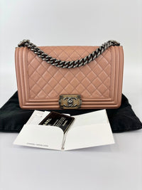 Boy Old Medium in Nude Rose Lambskin RHW