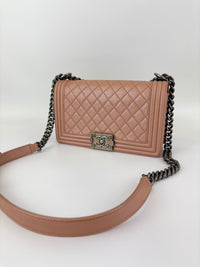 Boy Old Medium in Nude Rose Lambskin RHW
