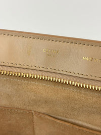 Medium Trapeze Top Handle Bag in Beige / Black Leather and Suede