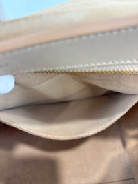 Medium Trapeze Top Handle Bag in Beige / Black Leather and Suede
